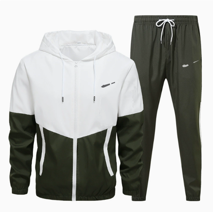 spring autnmn windbreaker water Tracksuit men hiking outdoor Full Zip Hooded tech fleece Jacket pants youth lightweight pocket jogger trousers set i