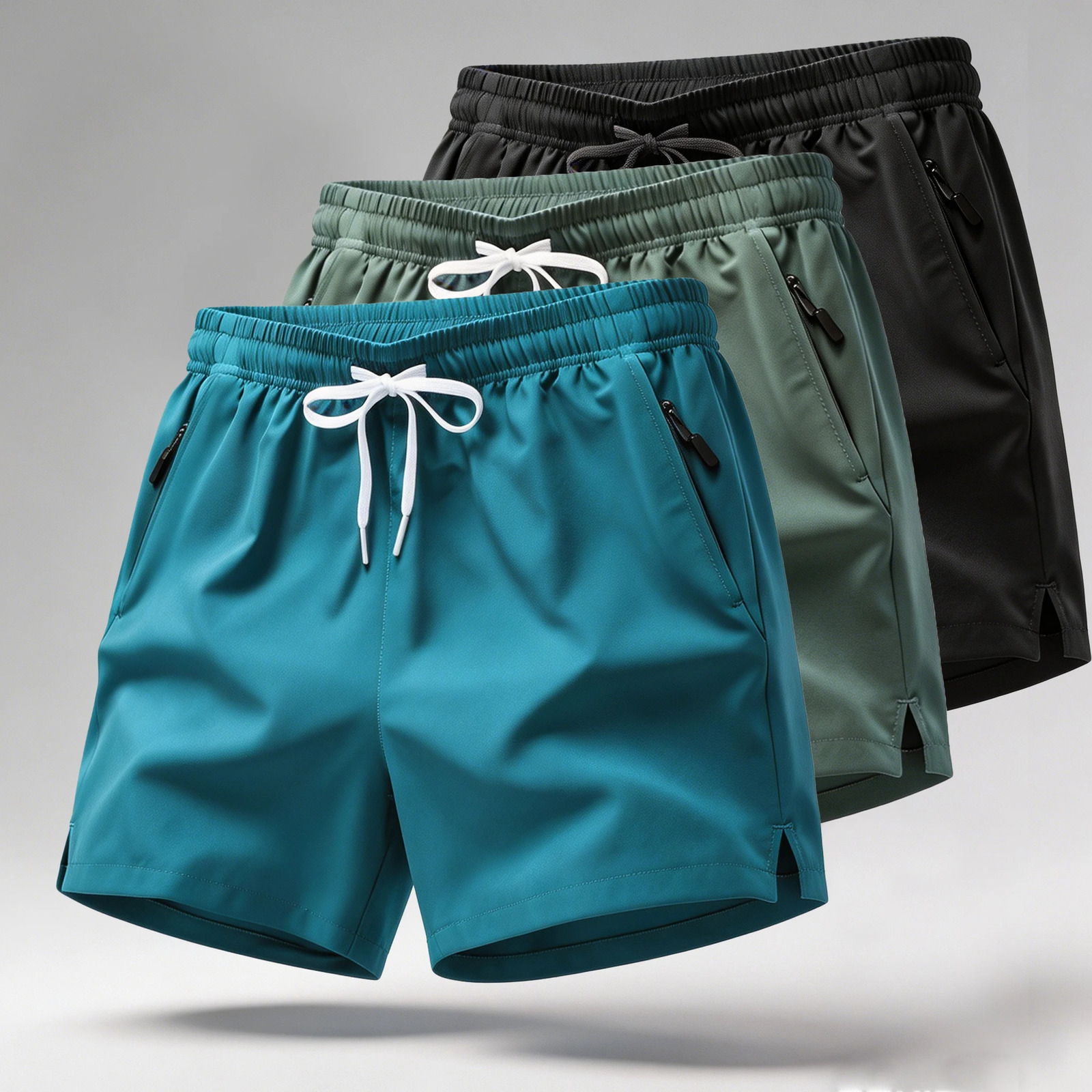 Mens Quick Dry Running Shorts with Drawstring and Zip Pockets Ideal for Athletic Workouts Gym Sessions 260617