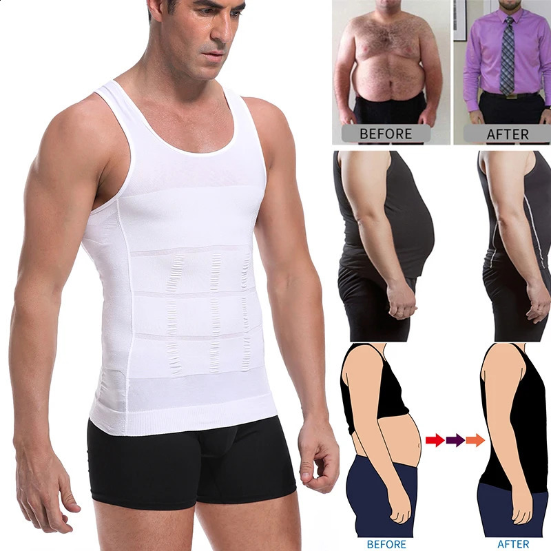 Mens Shirt Slimming Body Shaper Vest Workout Tank Tops Abs Abdomen Undershirts Top Shapewear Thermal Compression 260609BANJIA