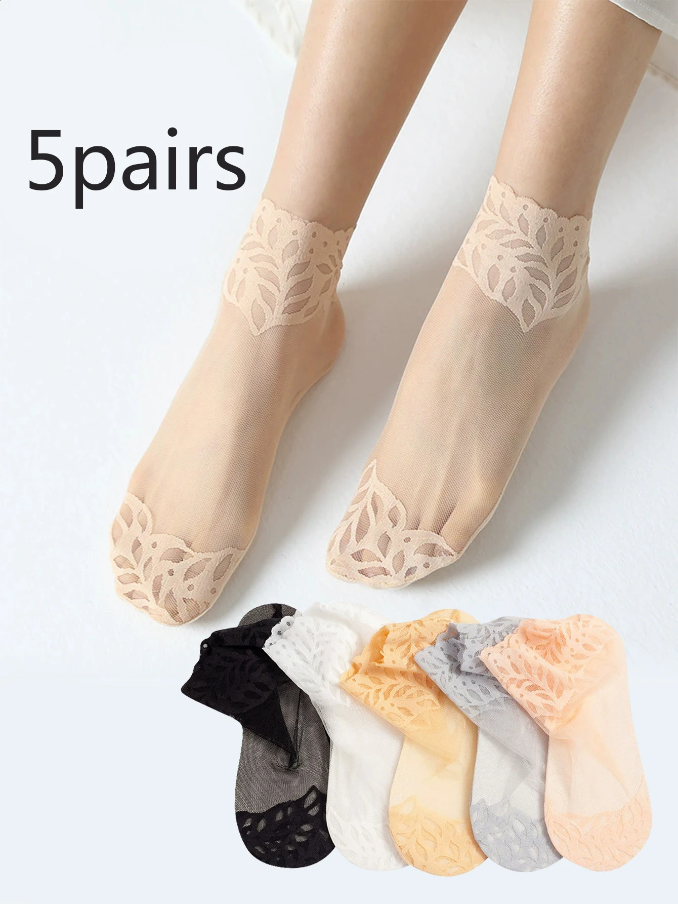 Socks For Women Spring And Autumn Thin Silk Stockings Cotton Sole Summer Breathable Mesh Mid Tube Short Lace 260609BANJIABANJIA