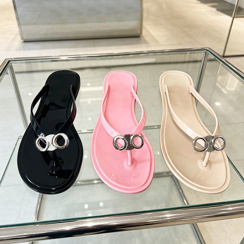 Designer Women Jelly Bay Sandal Women Triomphe Flip-flops Thong Sandals PVC Ankle Strap Flat Slides Luxury Summer Beach Slippers With Box 1134-image-965924742