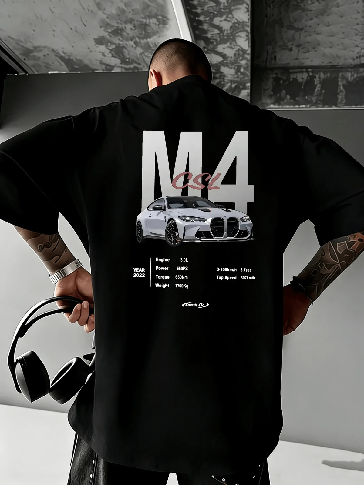 Stylish Automotive Enthusiast Tee Featuring White M4 CSL Car Art and Bold Text 100 Cotton Mens T-shirt Summer Streetwear 260616BJ