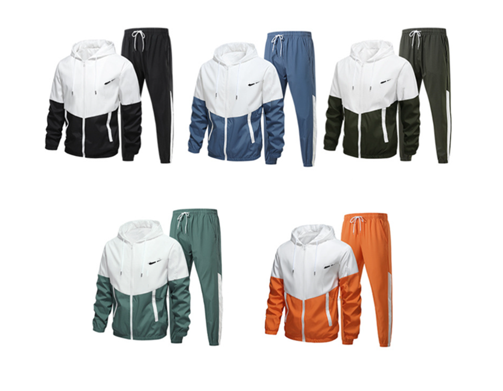 male spring windbreaker water autumn Tracksuit men hiking outdoor Zip Hooded Jacket long length pants youth lightweight pocket jogger trousers set i