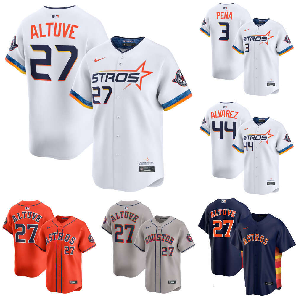 Maillot de joueur limité Jose Altuve des Astros de Houston pour hommes | Uniforme de baseball Navy Alternate 2025 White City Connect