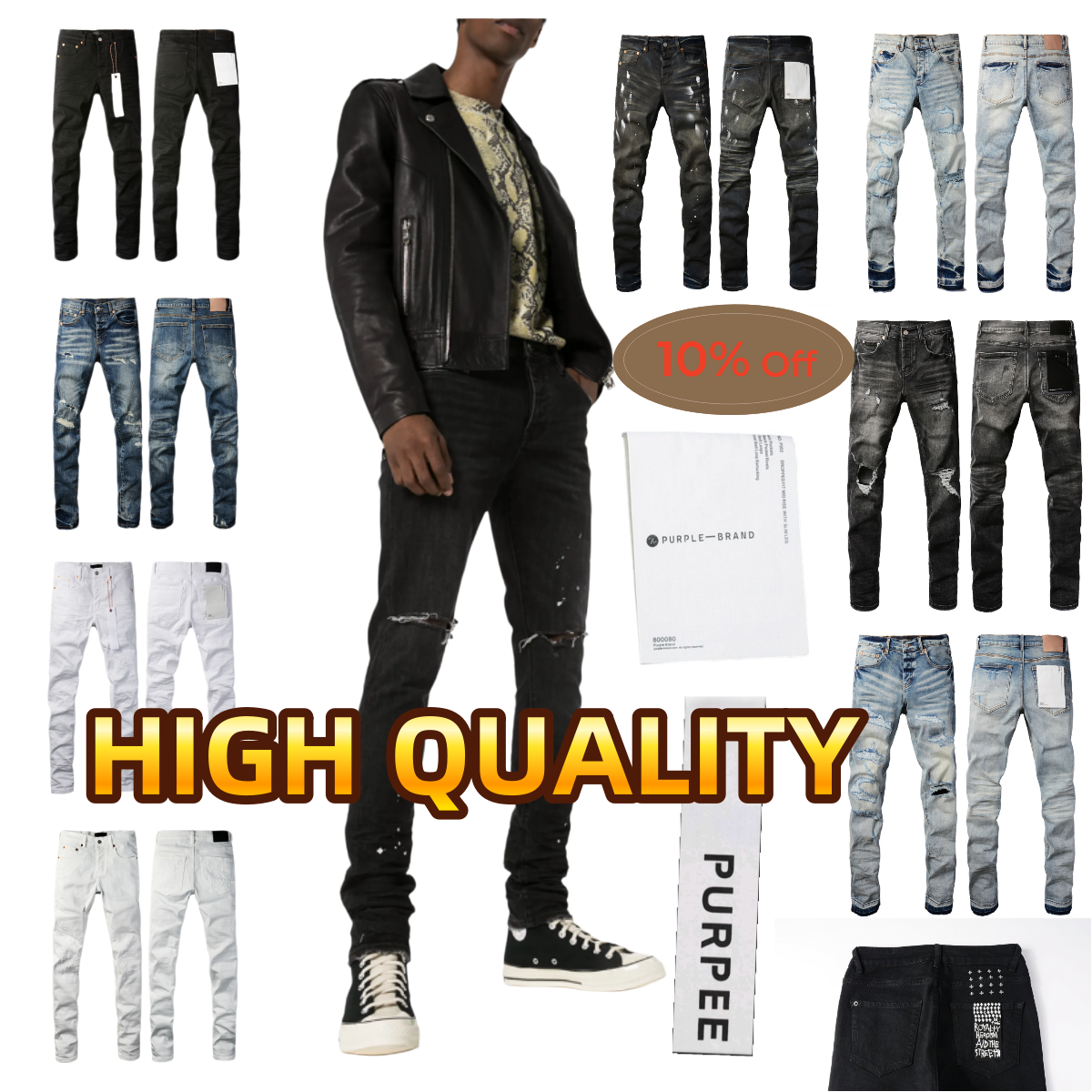 mens designer purples jeans men black pencil KSUBI skinny Jeans pants hole cotton print hip hop streetwear pants casual streetwear casual designe-image-998366953