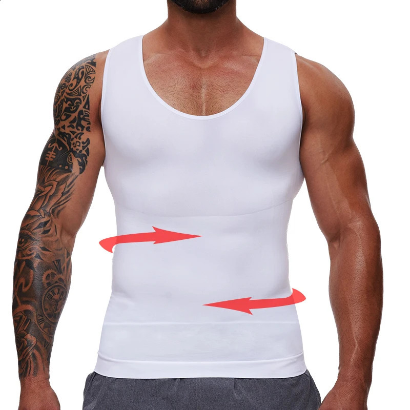 Mens Tummy Compression Shirts Control Shapewear Flat Belly Shaping Abdomen Vest Tank Top Fitness Workout Slimming Body Shaper 260609BANJIA