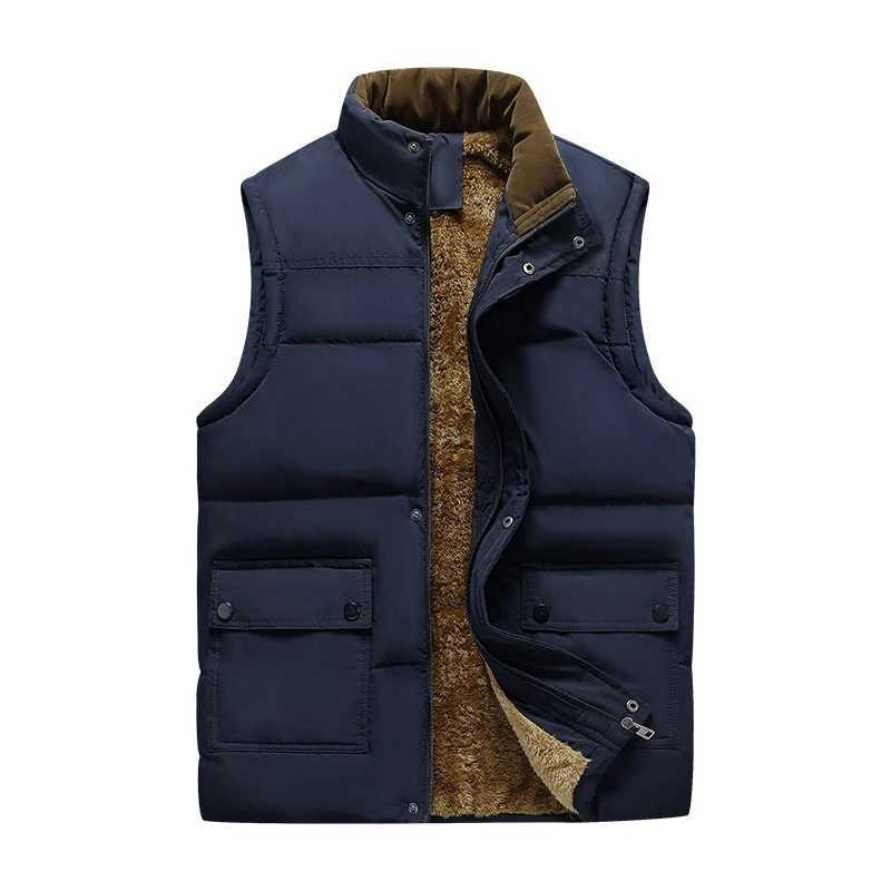 Winter Men Warm Vests Fashion Men Stand Collar Fce Lined Padded Down Waistcoats Men Cotton Windbreaker Sveless Jackets Q260617 Q260917