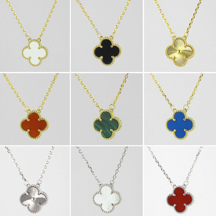 2026 populaire collier de trèfle à quatre feuilles bijoux de créateur fleur blanc noir rouge or 18 carats charme en argent colliers classiques da