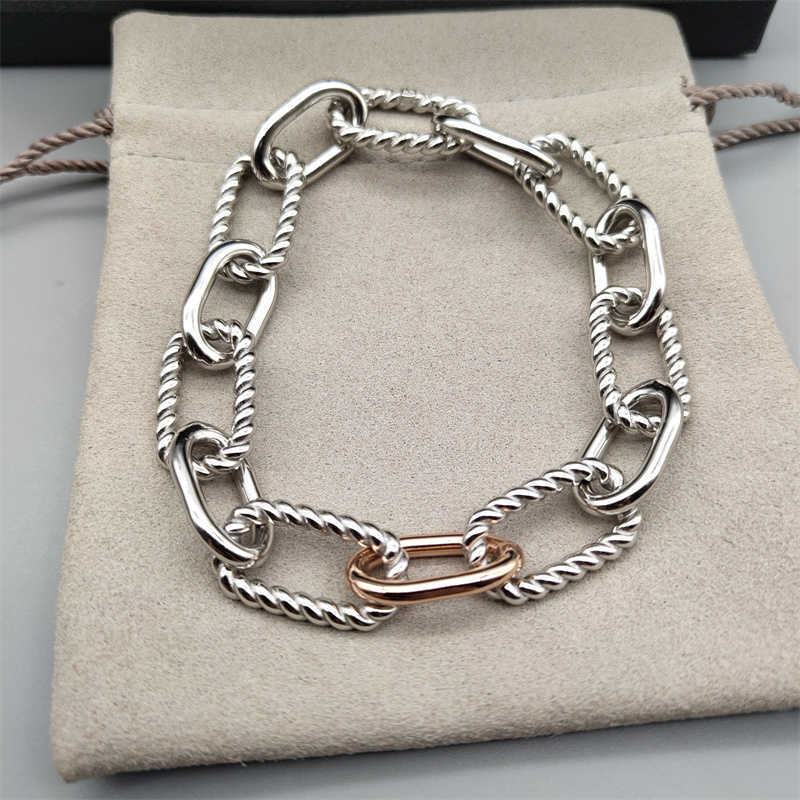 Designer Bracelet Bracelets 925 sterling silver Luxury jewelry 8/11MM Women Bangle Rose Gold alternating weave Chain Wedding Gift Wholesale