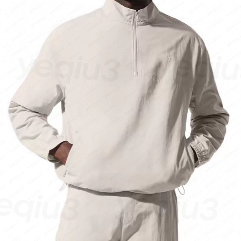 Veste à col roulé et demi-fermeture éclair pour homme, broderie classique, décontractée, légère, athlétique, Yoga, quotidien, Style de rue