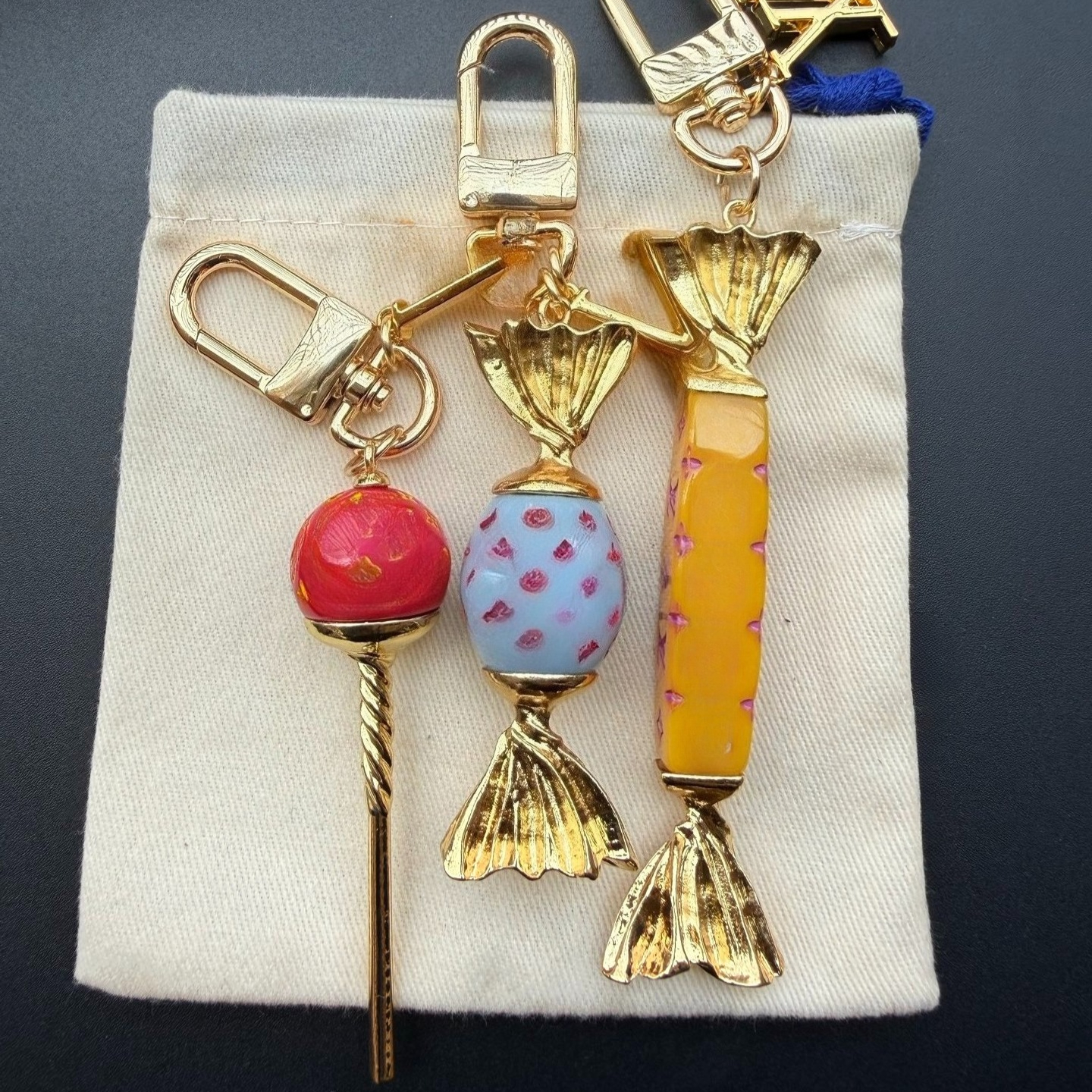 Multicolor Macaron Candy Lollipop Bag Charm Luxury Designer Monogram Stainless Steel Keychain for Women Men Handbag Pendant Car Key Ring Premium-image-1110883058