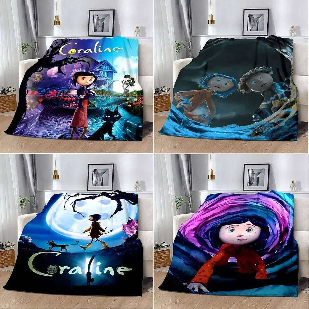 Animation Coraline Printed Picnic Blankets Warm Soft and Comfortable Blanket Home Travel Birthday Gift W260617