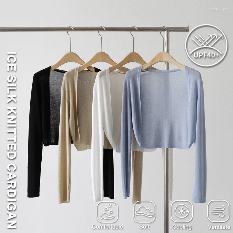 Women's Knits Ice Silk Knitted Cardigan Jket Women Summer Shl Sunscrn Outer Layer Thin Vest Air ConditionShirt Short t L26923