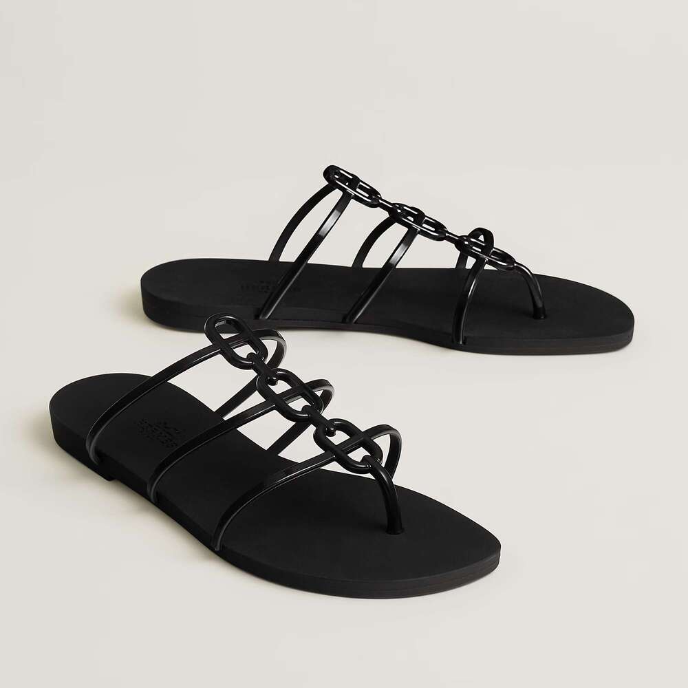 Designer Casual Luxury H Sandals Kelly Womens Metal Buckle Flip Flops Lock Leather Slide Lady Beach Slippers Fashion Slider Flat Black white red-image-883710129