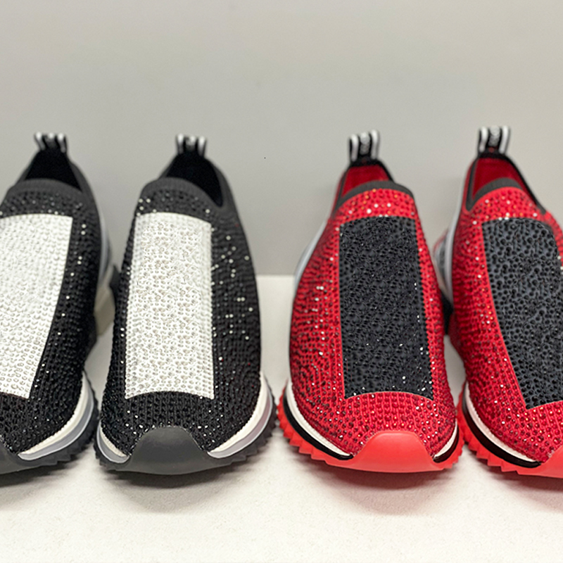 Luxury Rhinestones Shoes Men Designer Slip-On Sneakers Women Crystals Casual Shoe Mesh Breathable Outdoor Running Shoes 442-image-929583517