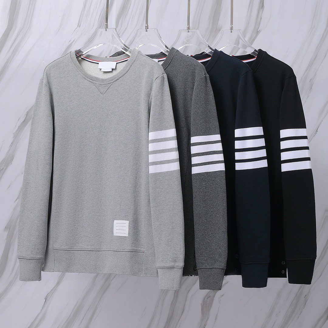 Sweat-shirts de haute qualité Designer Sweats à capuche pour hommes Sweat-shirts de luxe Classique Quatre barres Sweat-shirt à col rond Coton Cas