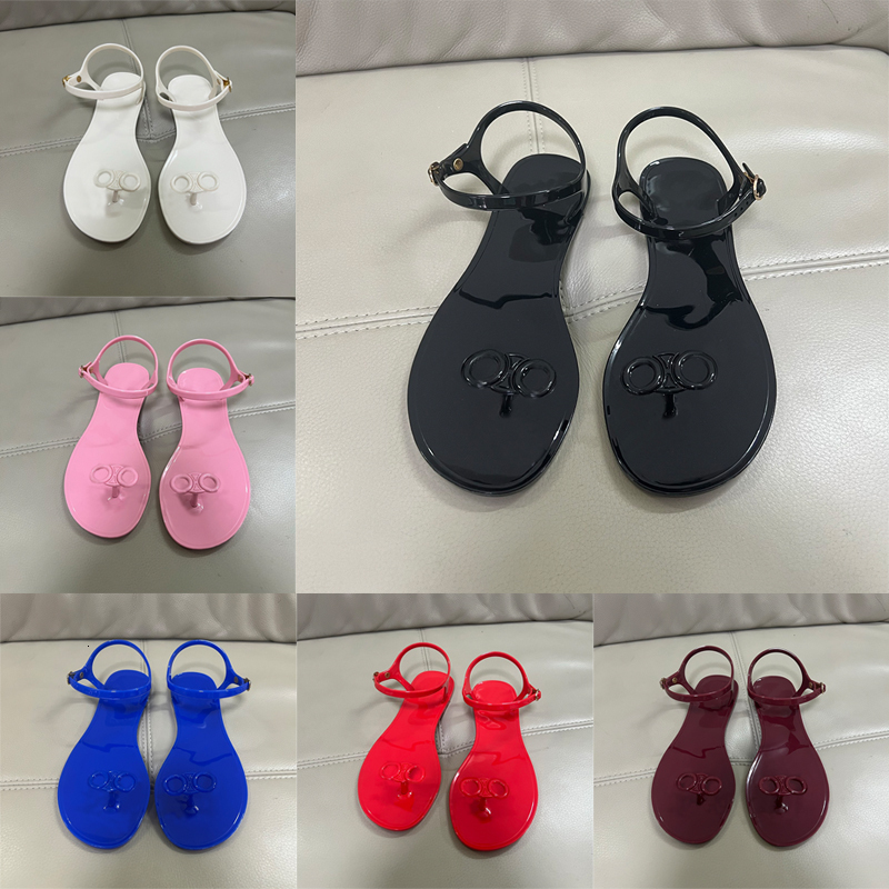 Créateur de mode nouvelles dames Jelly Bay Thong sandales élégantes tongs en PVC léger plat antidérapant plage vacances loisirs chaussures 1134