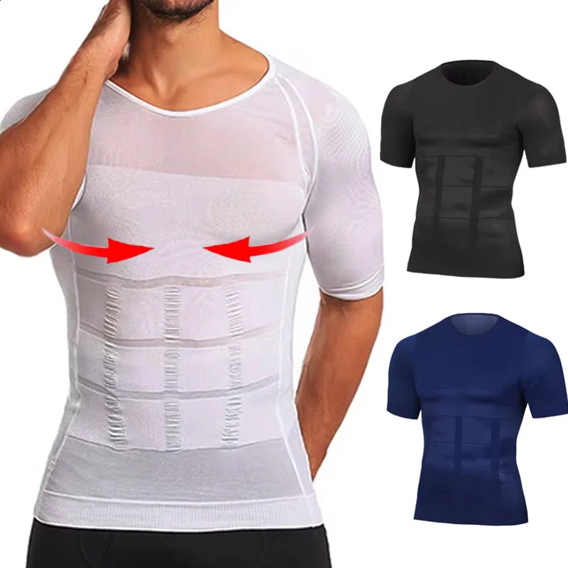 Mens Slimming Body Shaper Compression Shirt Tummy Control Slimmer Shapewear Gynecomastia Undershirt Posture Corrector Tops 260609BANJIA