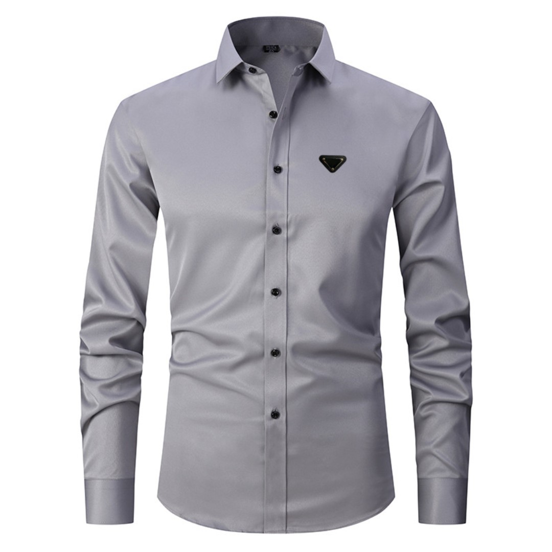 Mens Button Up Shirt Designer Clothes Chemise Homme Casual Shirts Dress Shirt Men Stretch Long Sleeve Blouse Slim Top Tops Breathable Summer