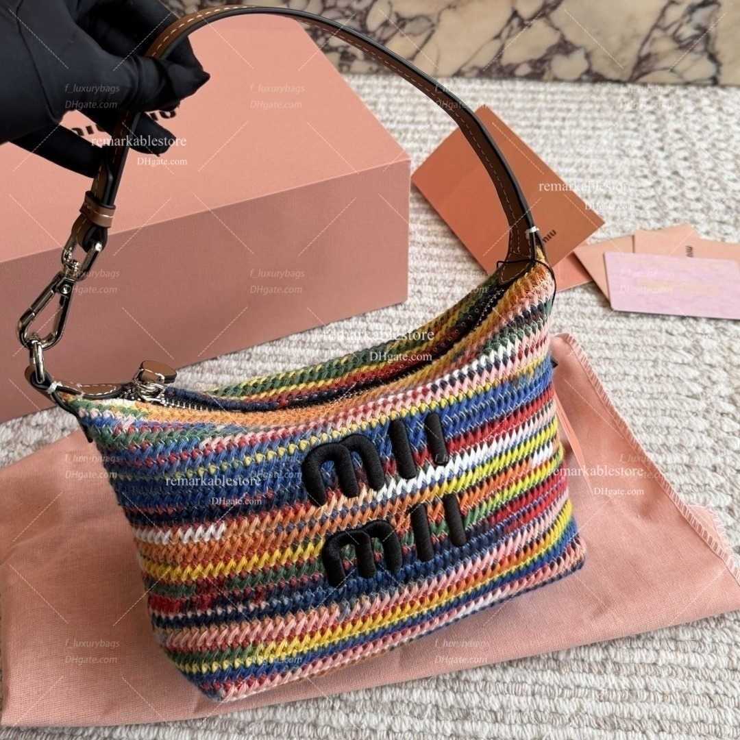 High quality Totes Designer Classics Rainbow Raffia Woven Tote Bag Crossbody Weave Beach Bag Summer School Handbag Beach Travel Handbag shoulder bag