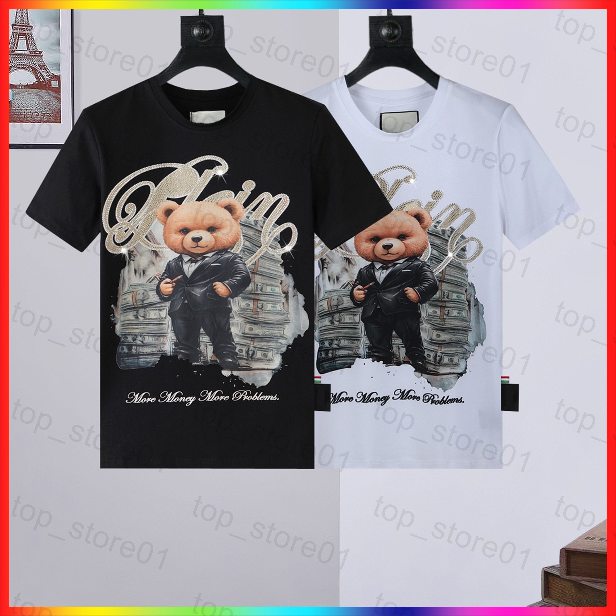 Men designer T Shirt PP Skull Diamond t shirt Short sleeve 2026 European and Italy Summer uxury Streetwear Dollar bear tee O-Neck Skulls tee summ