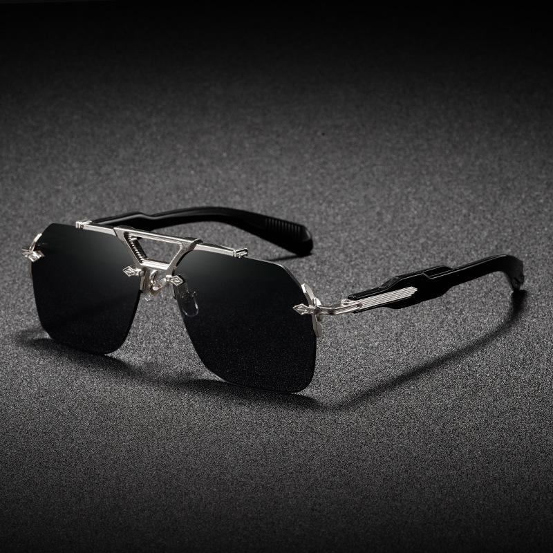 High Street Elite Sunglasse Men Double-Bridge Large-Frame Sunglasses European And American Style, Luxurious Feel, Driving Street Trendy Men's F