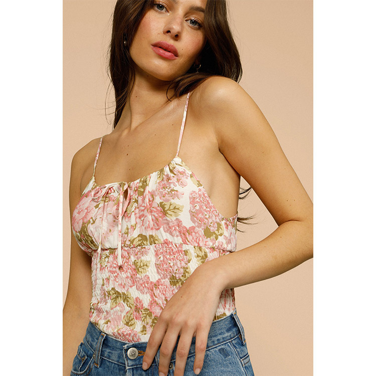 Camisole rose hortensia, vêtements d'été Cool, nouveau Style rétro français, vêtements pour femmes