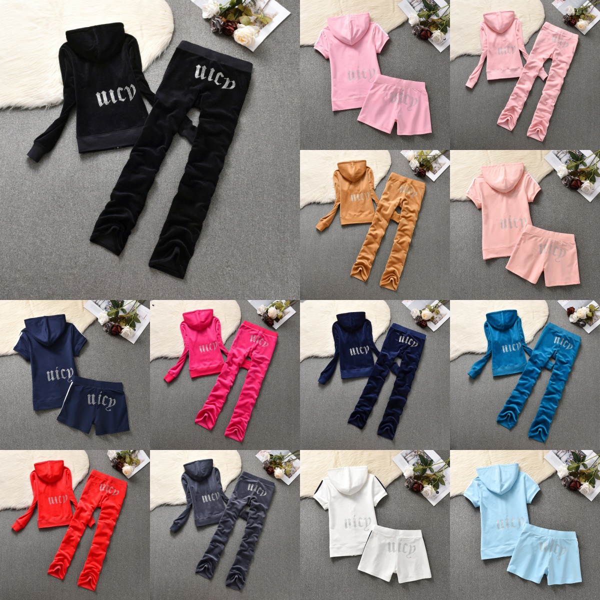Women's Velvet Tracksuit Two Pieces Set Sweatshirt Rhinestone Running Tennis Suit Cardigan Straight Pants Casual Women's Outfit