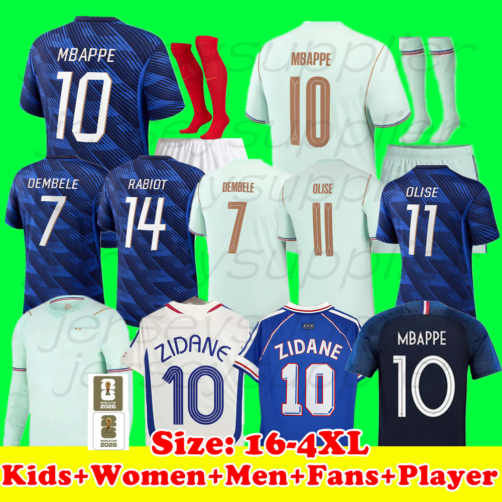 France 2026 World Cup kit jersey enfant Kids MBAPPE Soccer Jerseys DEMBELE EKITIKE CHERKI French Home Away KANTE OLISE D.DOUE PLATINI ZIDANE 98 V-image-914846186
