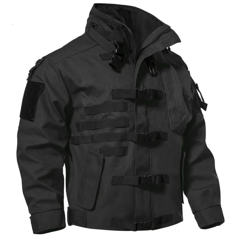 Mens Tactical Cargo Jackets Casual Multi-pocket Wear-resistant Motorcycle Coats Outdoor Windproof Combat Bomber Military Jacket 260617BJ