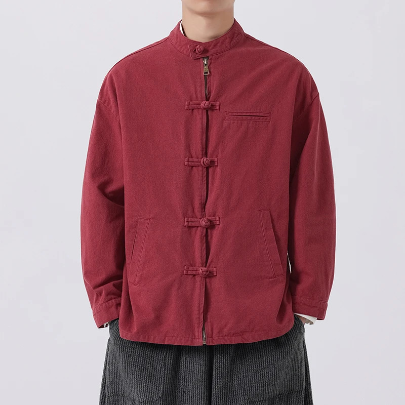 Kimono Jacket Men Traditional Chinese Clothing Cotton Hanfu Top Long Sleeve Tang Suit Kung Fu Shirt Cardigan Coat M-5Xl 260617BJ