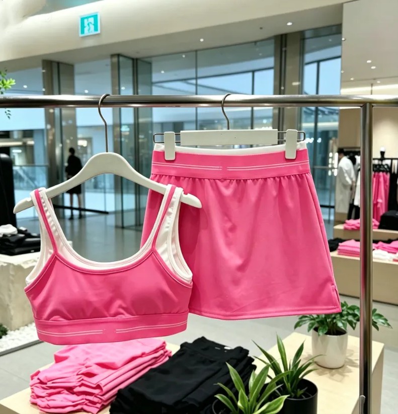 Designer Deux Pièces Femmes Jupes Courtes Ensembles Aérographe Mieux Ensemble Soutien-Gorge Débardeur T-shirt Paradis Rose Soleil Femmes Vêtement