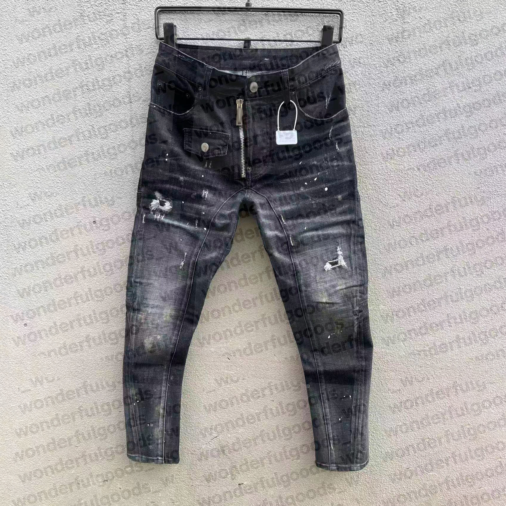 Men's Ripped Jeans Slim Fit Faded Wash Casual Streetwear Denim Trousers-image-1111124957