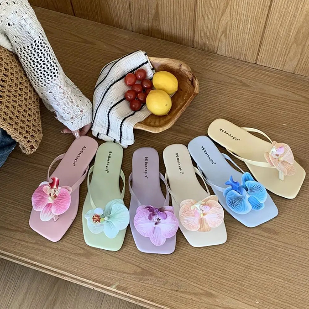 Casual Sweet Butterfly Orchid Slipper Elegant Summer Flower Flip Flops Out Wear Vacation Womens Sandals Outdoor 260613BJ
