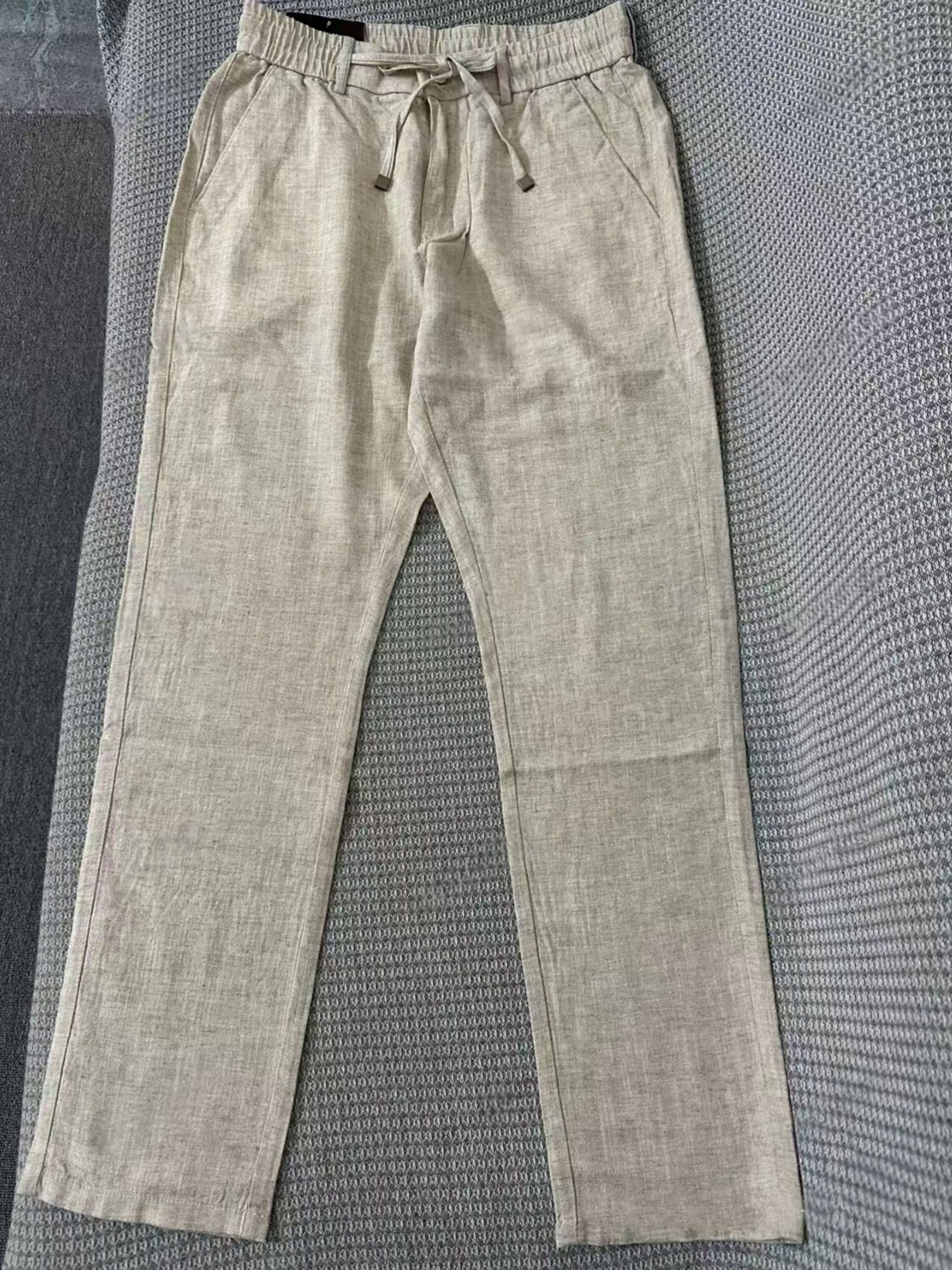 Linen Pants Men mens Jogger Sweatpants with Drawstring&Pockets-Outdoor Casual Trousers-North American High Street Style,ankle pants.