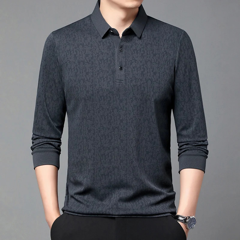 Autumn selling Mens Fashion Simple Casual Versatile Printed Pineapple Plaid Polo Shirt Longsleeved 260609BANJIA