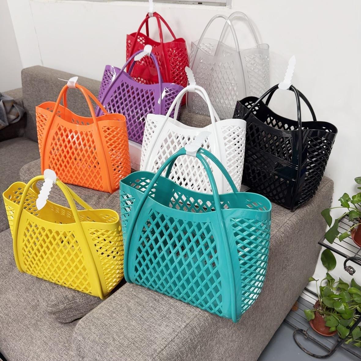 Hollow Out Jelly Beach Bag Vegetable Handbag Picnic Shopping Basket Eco-friendly Summer PVC Handbag