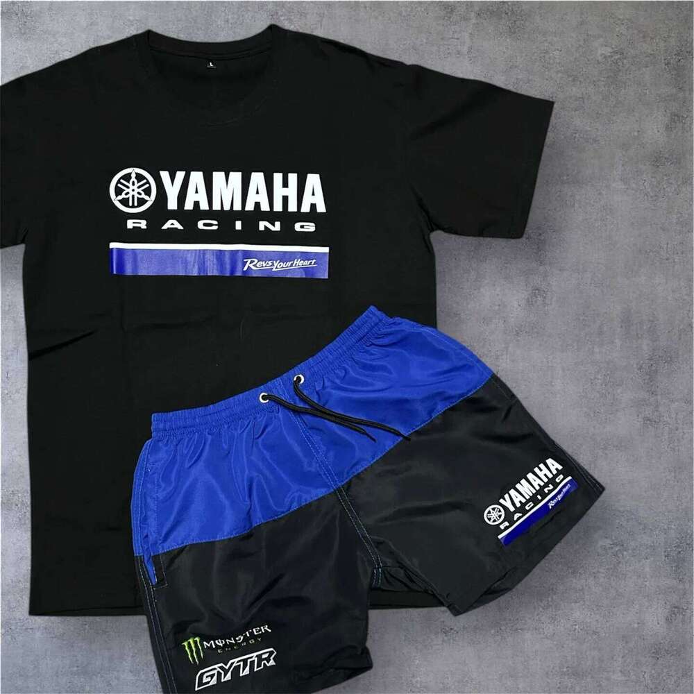 2026 New Yamaha Motorcycle Racing Team Men's Oversized Breathable Quick Drying Sports Set Super Motocross T-Shirt Shorts 26Y0616