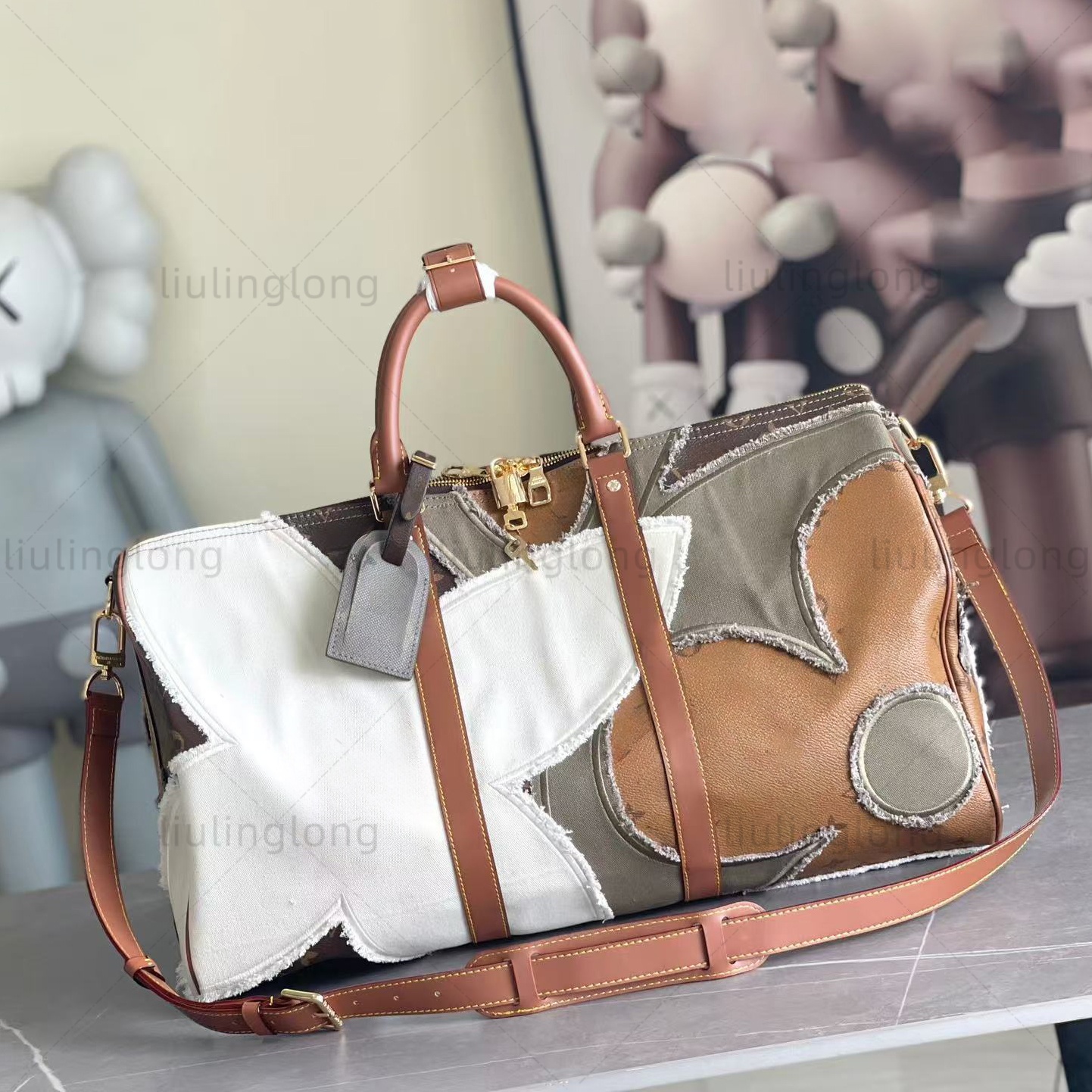 Luxury 40 bags tote Designer Monogram Flower Patchwork coated canvas tote women men Khaki Green Handbags Shoulder Complete Mirror quality 2026