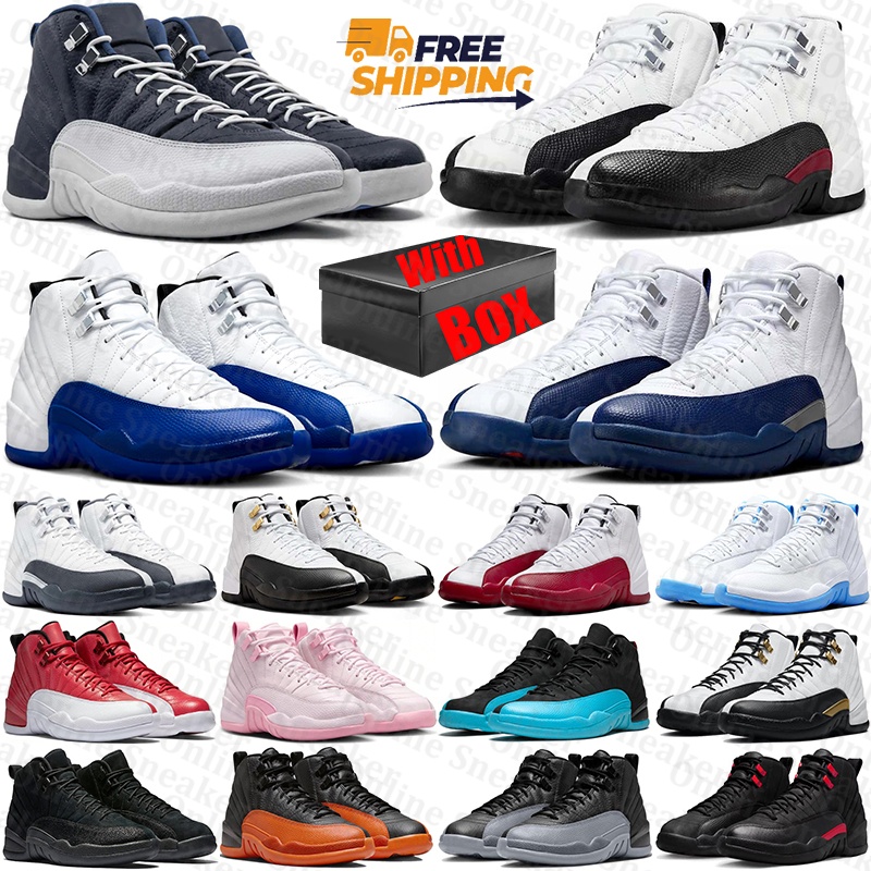 Free Shipping With Box Designer Basketball 12 12s Shoes sneakers for Taxi mens trainers shoe Gamma French Blue Flu Game Playoffs d h gate sneaker tr