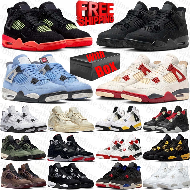 Avec Box Basketball jordan4mens jordan4sshoe jordan4retros jordan4women jordan4sblackcats jordan4smens 4 4s Designer Sport Chaussures baskets hom