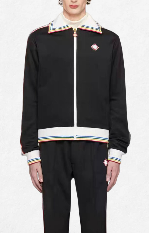Coats 2026 Casabalnc High-quality Designer Cotton Loose Zip-up Cardigan Retro Embroidery Casual Long Sleeve Lapel Jacket Top Versatile Unisex Str-image-989392227