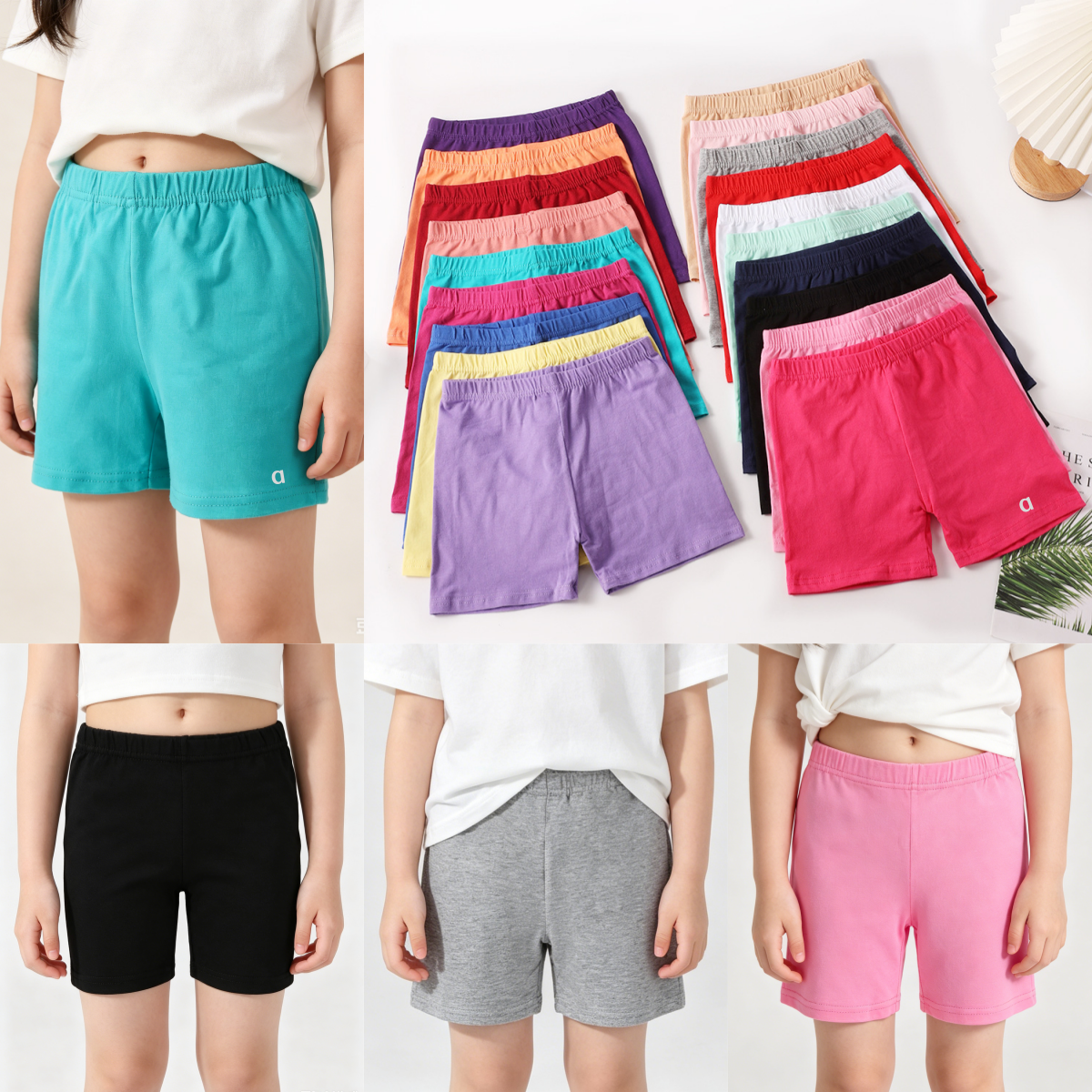 A2321 Short d'entraînement de trois pouces pour enfants, short à haute élasticité avec conception Anti-éblouissement, pantalon de danse élastique