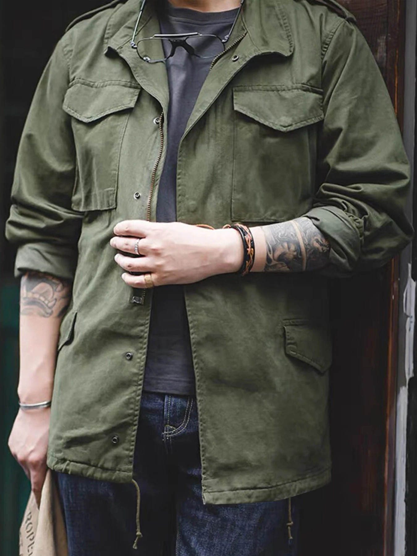M65 Field Jacket Mens Military Jacket Retro Multi Pocket Collar Zipper Jacket 100 Cotton 260617BJ