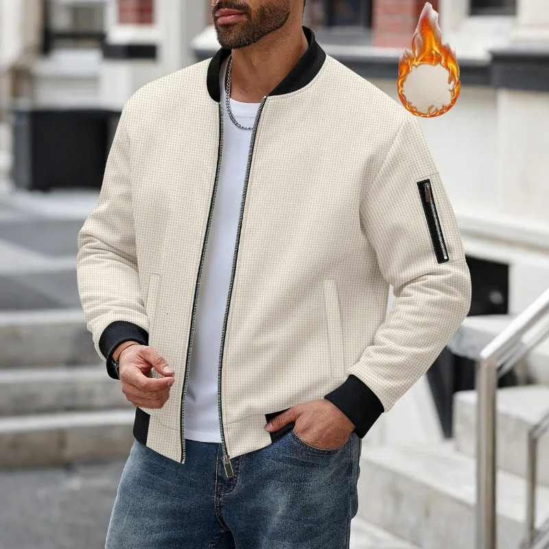 Mens Winter Fleece Lined Bomber Jacket Warm Zip Up Casual Streetwear Coat 260617