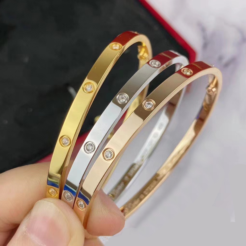 sterg sier nail bracelet designer women gold plate charm bracelets 4mm with screwdriver CZ dia mens bangle fine jewelry gifts for girl daily teacher