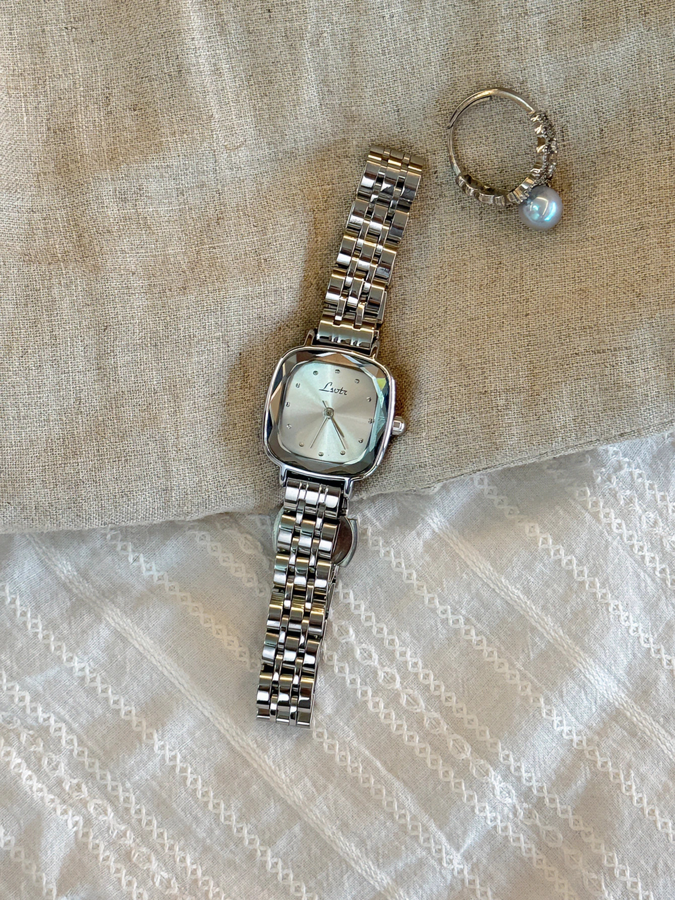 This solid stainless steel mini square quartz watch features a casual simple stylish waterproof n and silver squar 260611