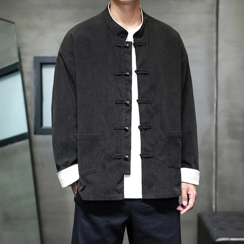 Chinese Style Men Casual Coats Arrival 2026 Spring Vintage Style Stand Collar Solid Color Tang Suit Male Basics Jackets N089 260617BJ
