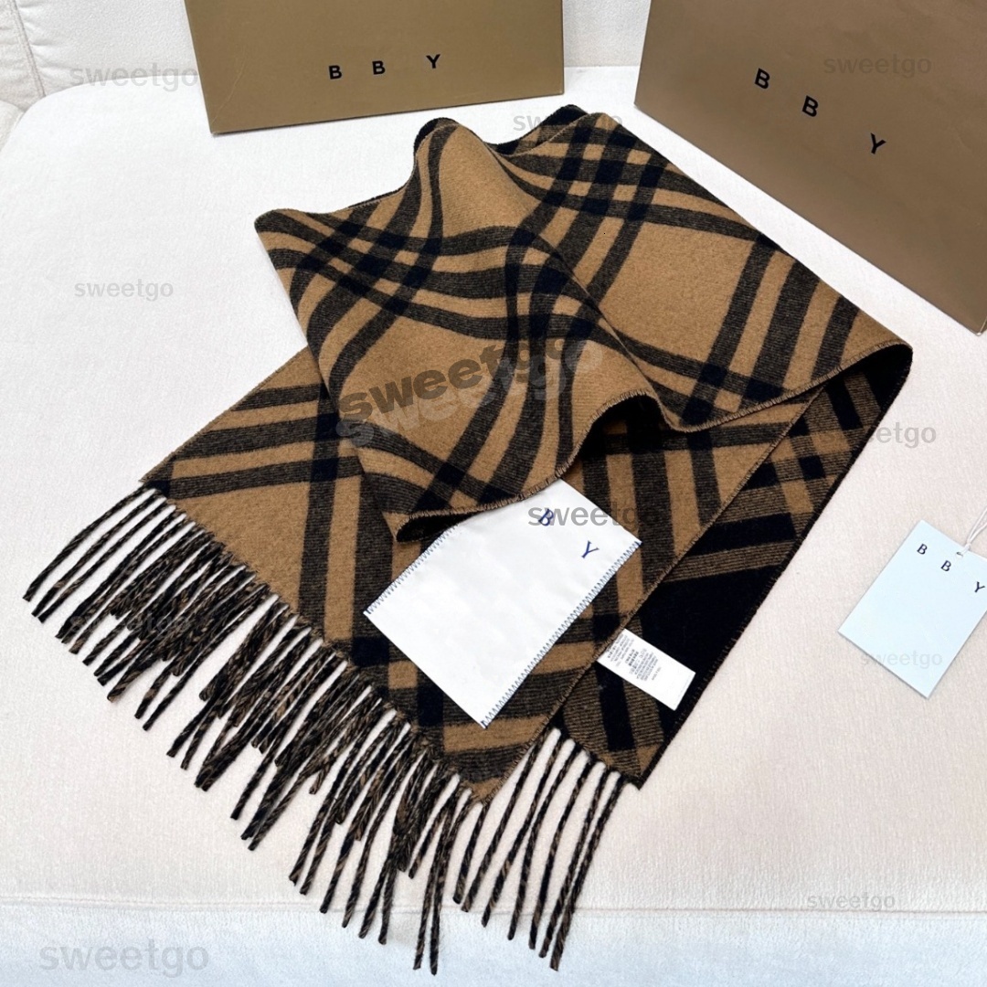 Top Quality Luxury Designer Vintage Check Cashmere Scarf Fringed Tassel Ends 180x30cm Soft Thermal Winter Wrap Shawl Old Money For Men Women