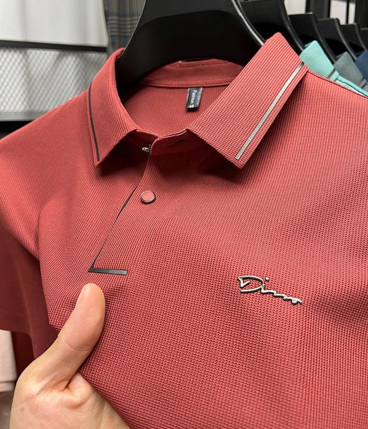 High end y fashion diamond short sleeve Advanced printed POLO shirt summer Korean version mens lapel T-shirt 260615